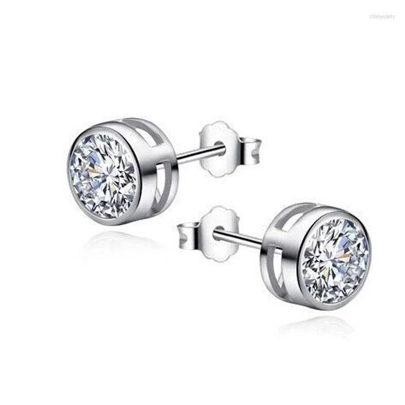 

Sterling Silver Round Stud Earring For Woman Man White Sona Simulated Channel Brinco Jewelry Engagement Wedding Gift Dale22 Farl22