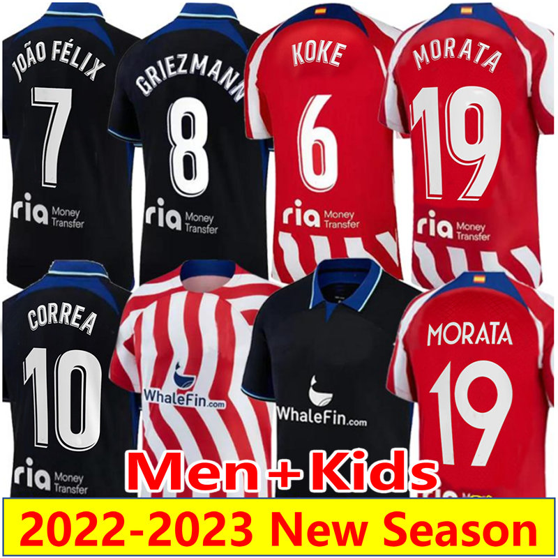 

R. DE PAUL MORATA soccer jerseys 22 23 JOAO FELIX 2022 2023 SAUL LLORENTE Correa Atletico MOLINA camiseta football shirts GRIEZMANN Cunha CARRASCO MaDriDs men kids kit, Fans 22-23 away