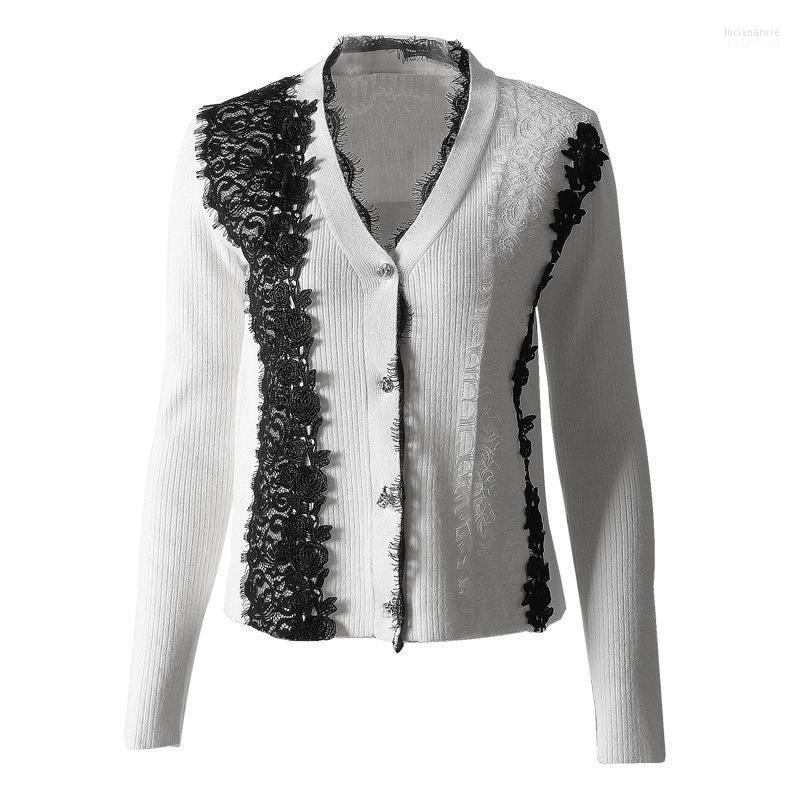 

Women' Vests SONDR 2022 Autumn Fashion Trend Clothing Color Matching Delicate Lace Knit Cardigan Sweater Coat Luci22, Black