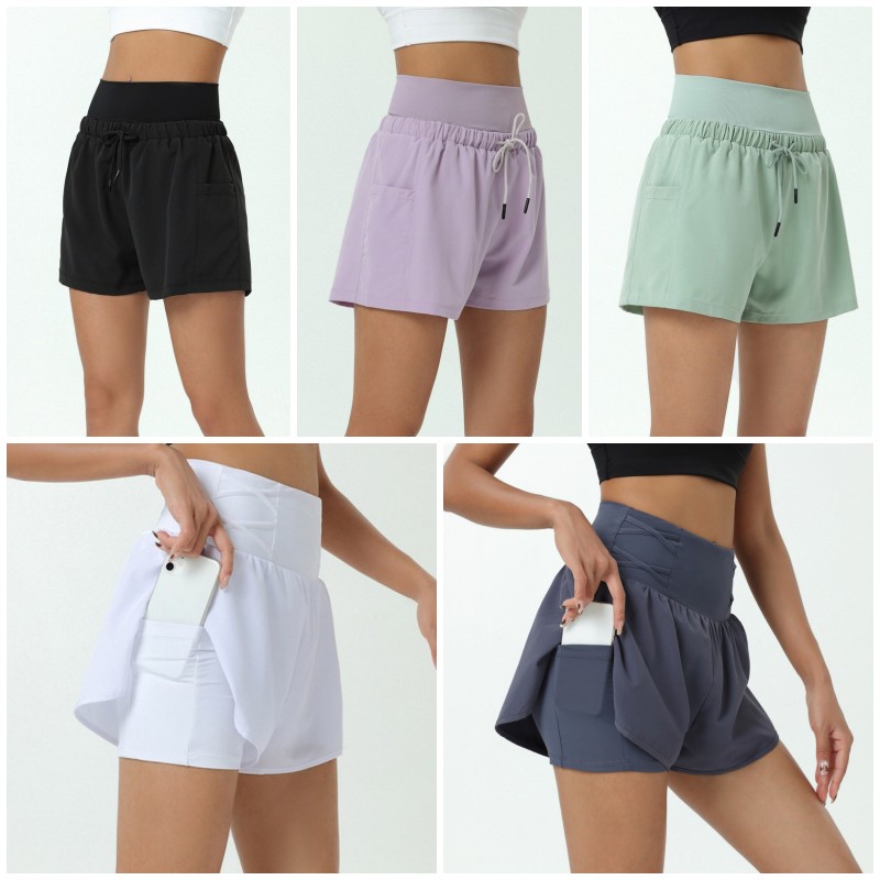 

Womens Yoga short Leggings Sports tennis short legging running speed dry fitness women's outdoor anti-shine breathable pleated shorts L9016, Extra shipping postage/no ship