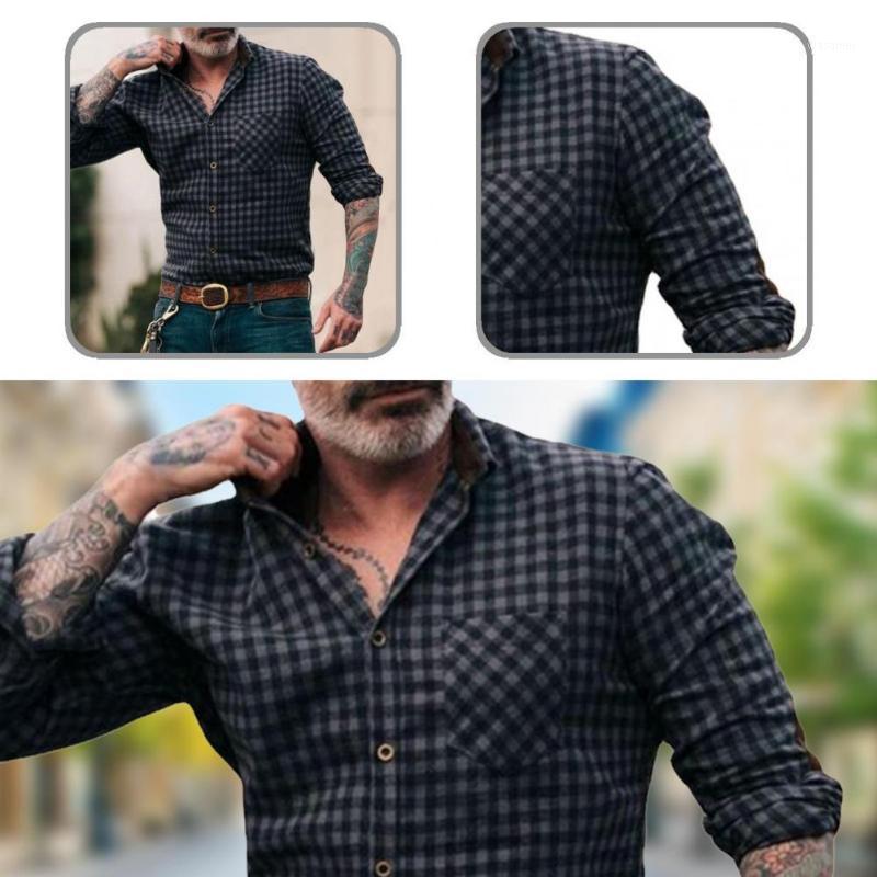 

Men's Casual Shirts Chic Men Shirt Plaid Print Skin-friendly Comfortable Autumn, Black