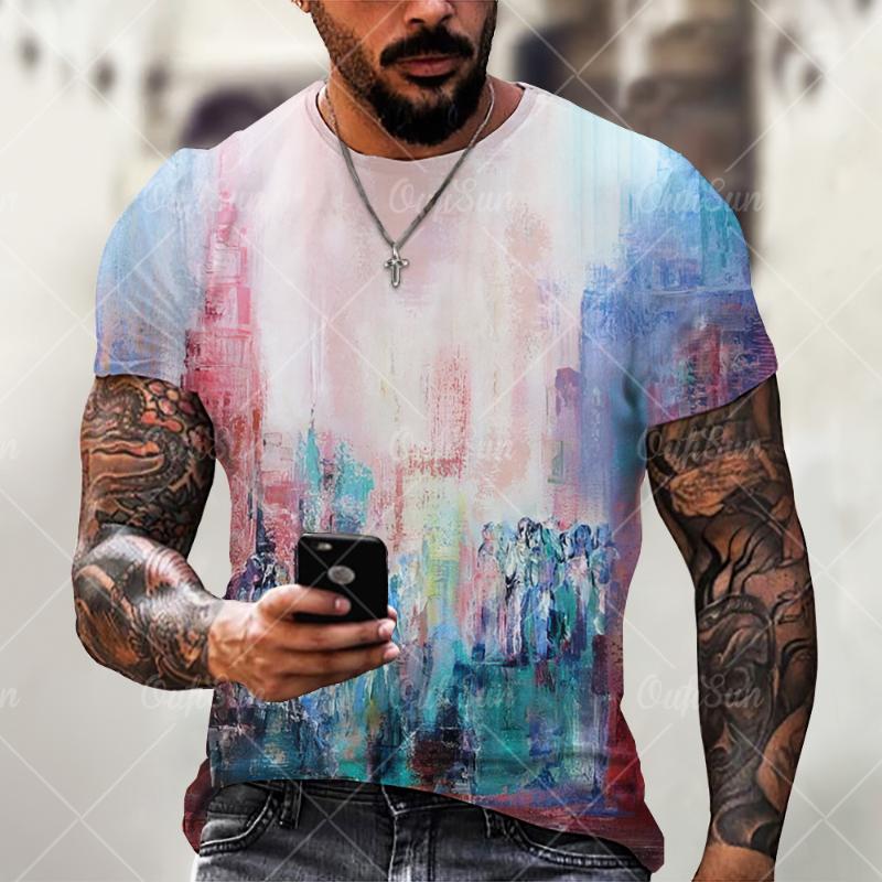 

Men's T-Shirts Summer Fashion Colorful T Shirt Men Women Funny 3D Printed Short Sleeve Tees Oversized Street Casual Clothes Unisex 4XL, Zl-340