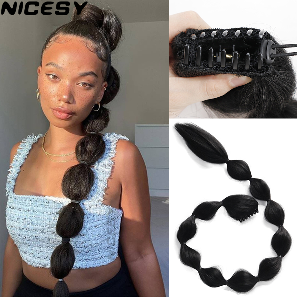 Costume Accessories Synthetic Long Black Lantern Bubble Ponytail Claw Clip on Hair Extension Heat Resistant Hair Accessories Pony Tail-image-773025834