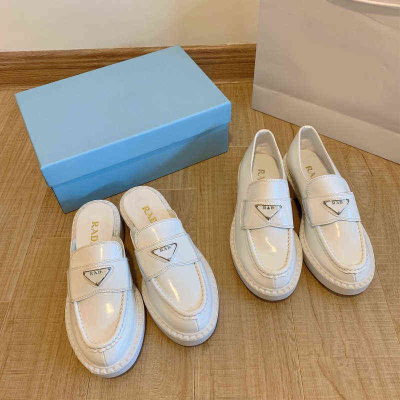 

P's three corner leofaux shoes summer British style thick bottom heel one foot casual small leather single women~ 220506, Black shoes