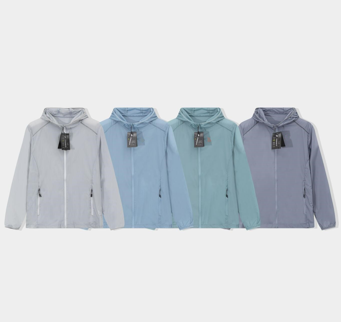 Men's Hooded Jacket Leisure Summer tn thin windproof sunscreen hooded quick drying skin tech coats with powerful breathable tape and shiny s