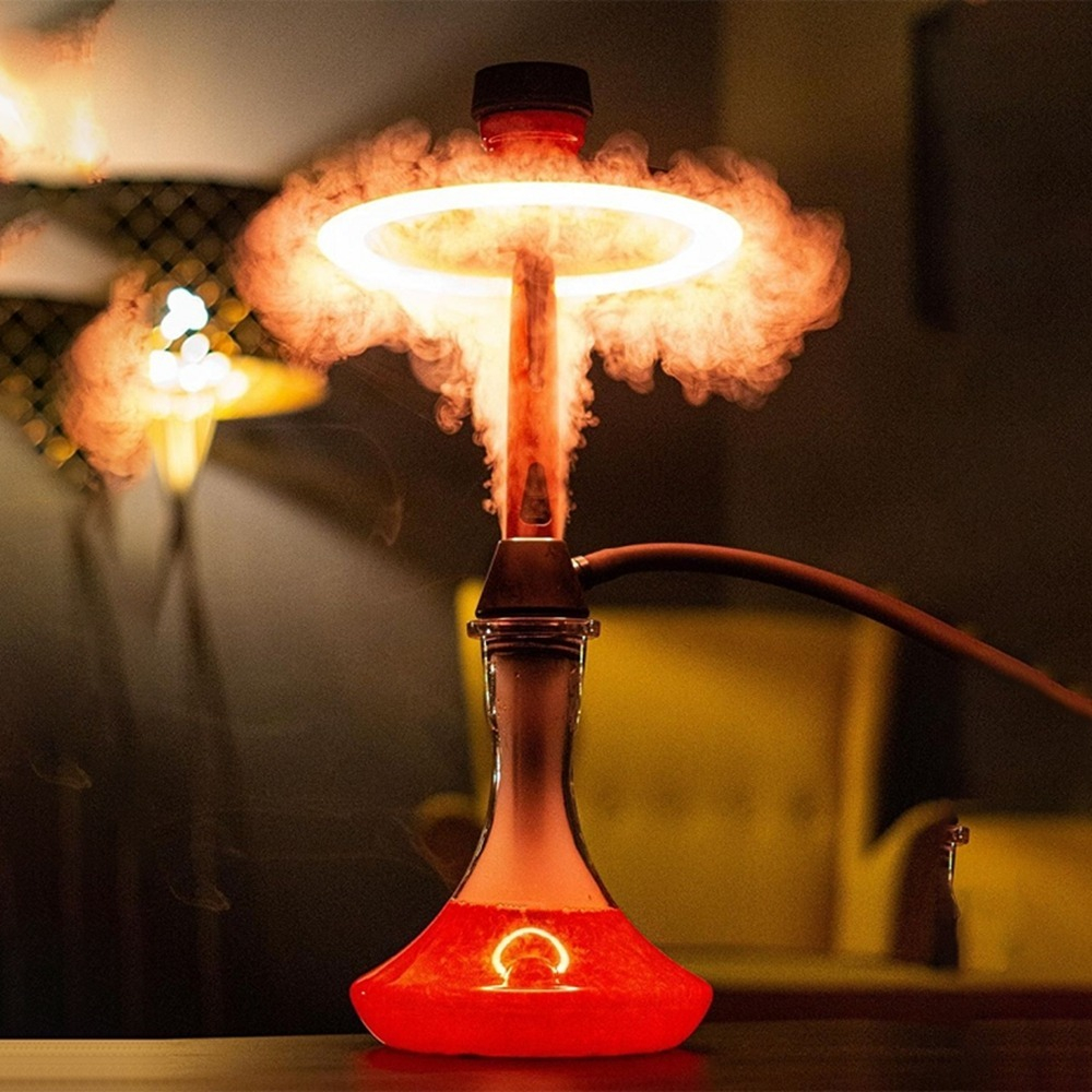 

High Quality Arab Hookah LED Light Shisha Bong 6inch Ring Lamp Panel Travel Sheesha Chicha Narguile Accessories Suitable for Bar KTV