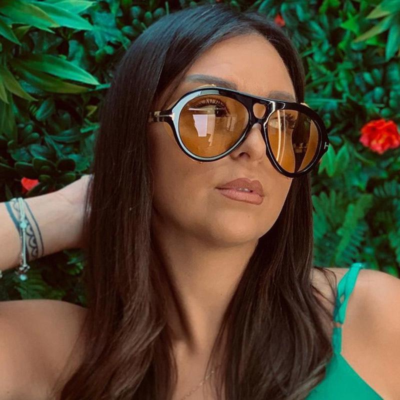 

Sunglasses Retro Yellow Oversized Round Women Fashion Big Frame Wide Legs Pilot Sun Glasses Men Steampunk Goggles UV400Sunglasses