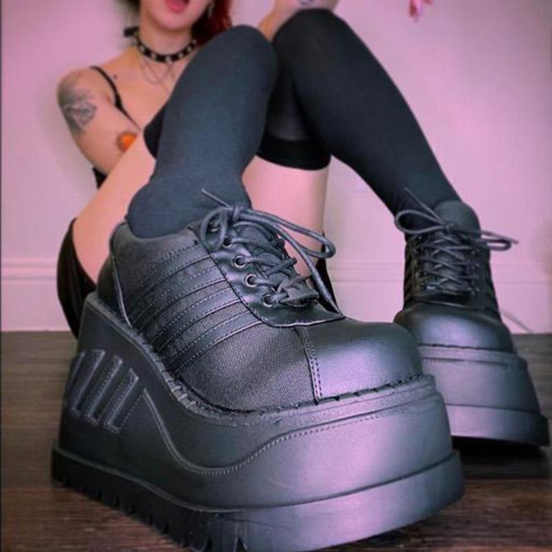 

Dress Shoes Brand Design Fashion INS Gothic Cosplay Black Chunky Platform Pumps High Heels Wedges Long Boots Women Mary Janes ShoesDress, Multicolor 1