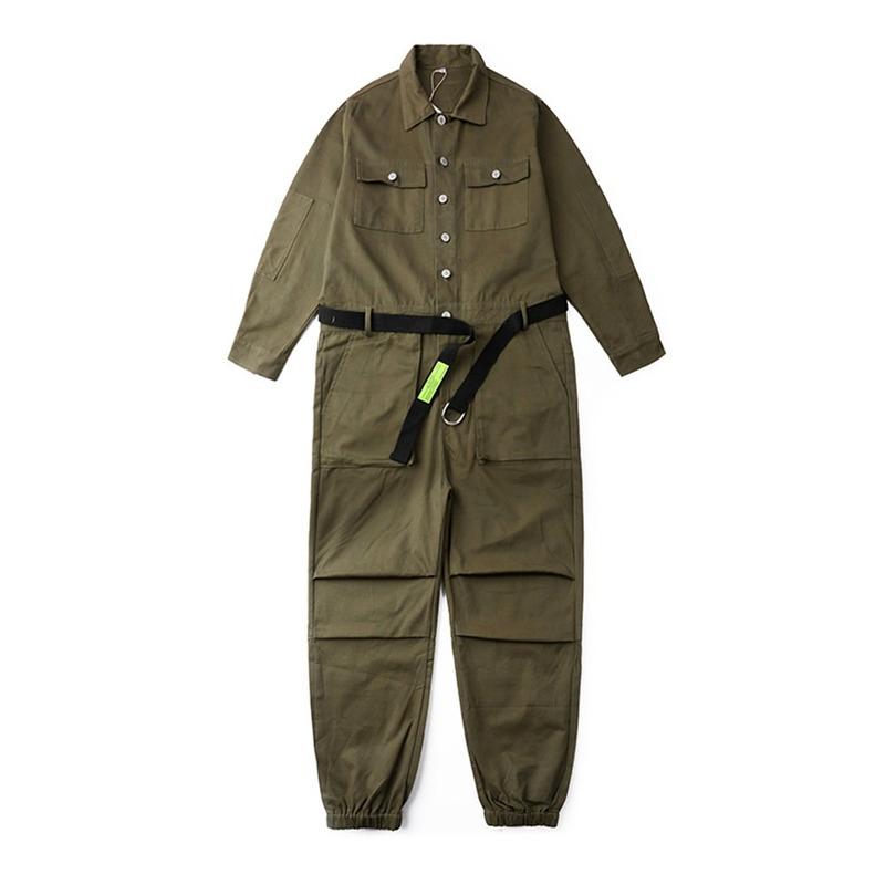 

Men' Tracksuits Men Outfit Set Japanese Retro Multi-pocket Tooling Jumpsuit Men' Ins European American Fashion Brand Loose Feet One-pi, Black