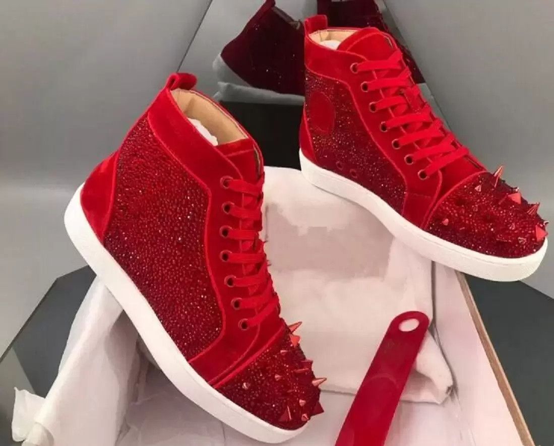 Avec box Men Casual Shoes Designer Sneaker High Top Pik Pik Pikes Flats Stravage Rouge Rouge pour hommes Femmes en cuir Sneakers Party Casual Bes