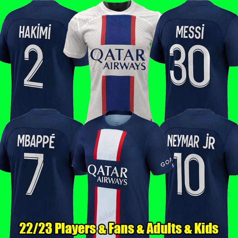 

22 23 Paris MBAPPE soccer jerseys 30 Messis NEYMAR JR HAKIMI football shirts player version men kids kit SERGIO RAMOS SKRINIAR MARQUINHOS VERRATTI jersey 222, White