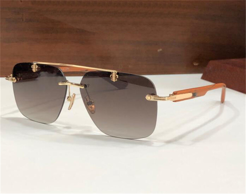 New fashion design sunglasses 8136 gold frame rimless square lens vintage simple style outdoor uv400 protection glasses