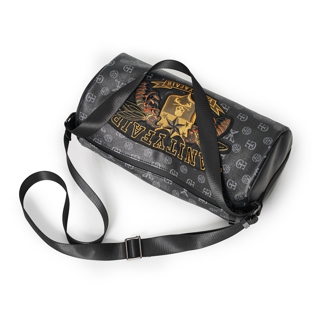 

New Luxury Design Fashion Casual Men's Shoulder Crossbody Bag Bee Pattern Embroidery Leather Bucket Handbag Male Messenger Bag, Multi