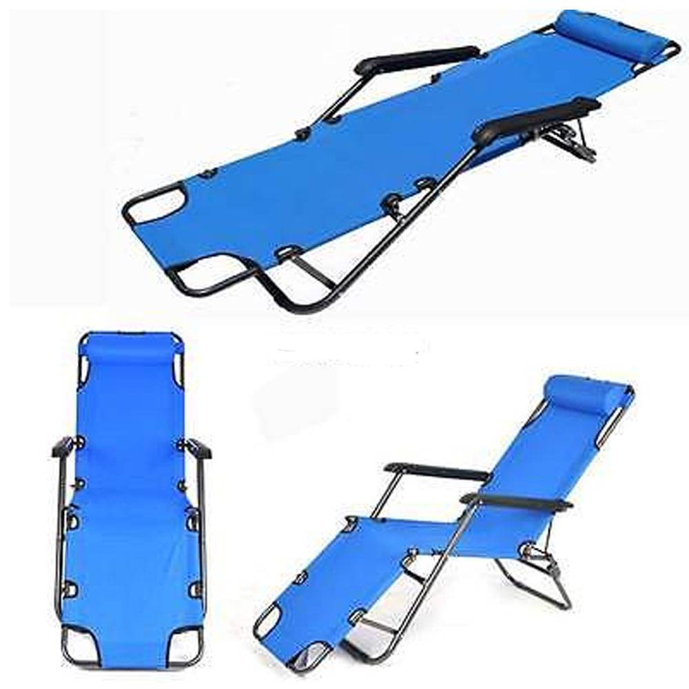 

Camping Portable Dual Purposes Extendable Folding Reclining Chair Blue Sports OutdoorsHiking and Camp Furniture