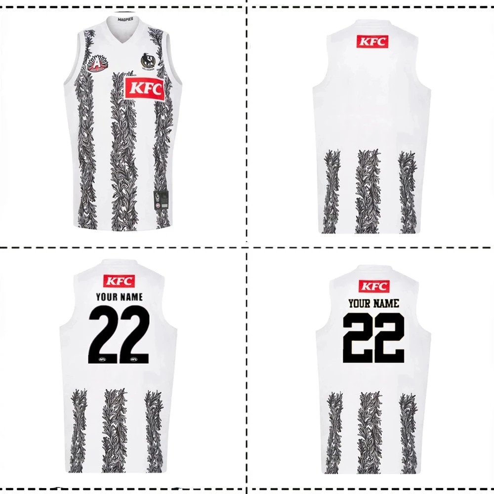 

2022f COLLINGWOOD MAGPIES HOME GUERNSEY INDIGENOUS RUGBY JERSEY size -M-L-XL-XXL-3XL