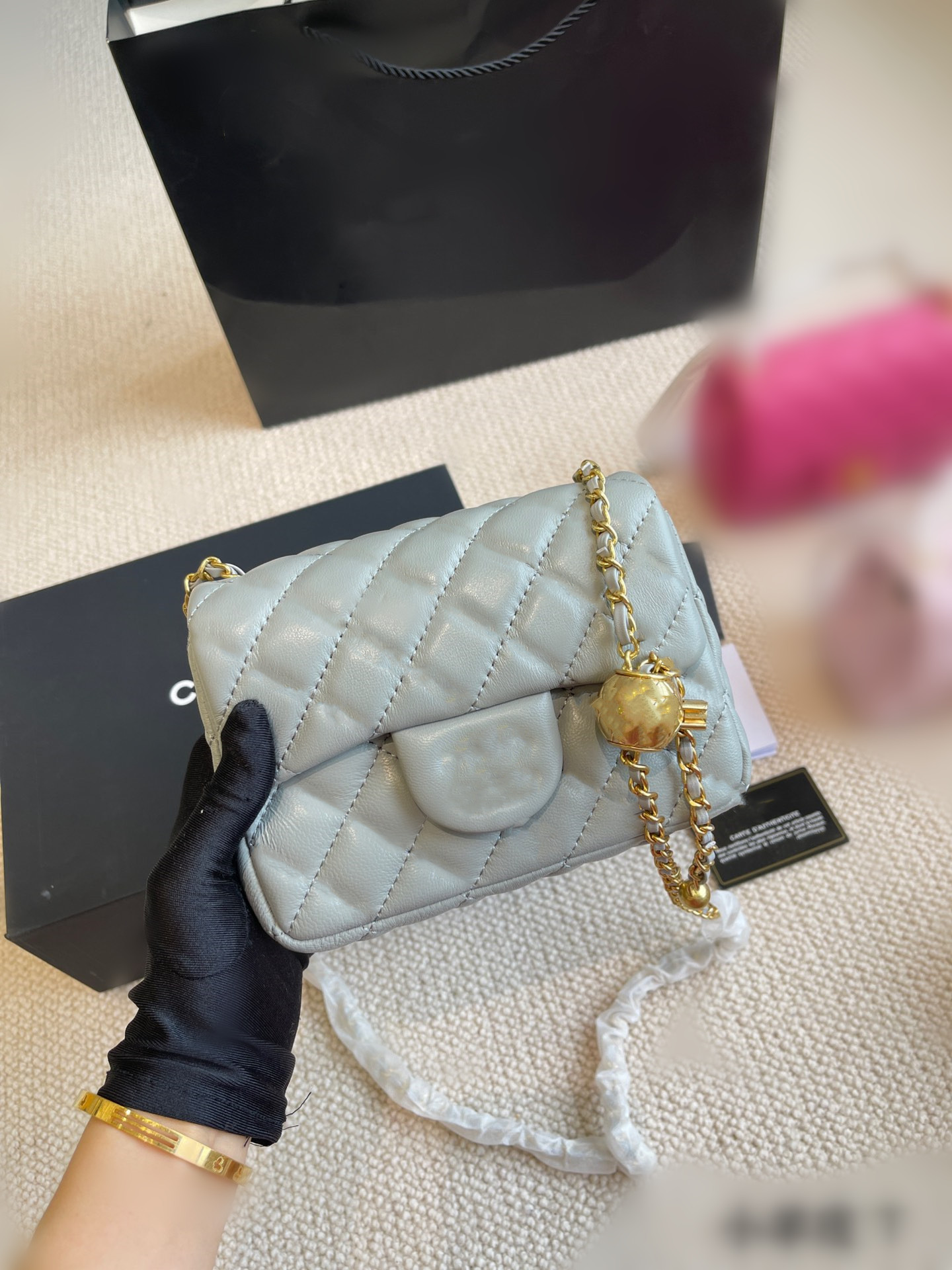 

Original Quality Sheepskin Cross Body Designer Flap Bag 17CM Luxuries Designers Women Shoulder Handbags AS1161 Classic Chains Evening Bags With Box, White
