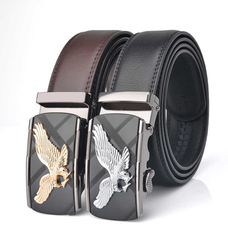 

Top Quality men's business belts grade Eagle leather automatic buckle dress belt for men Classic luxury party wedding waistband Korean style black brown, Other