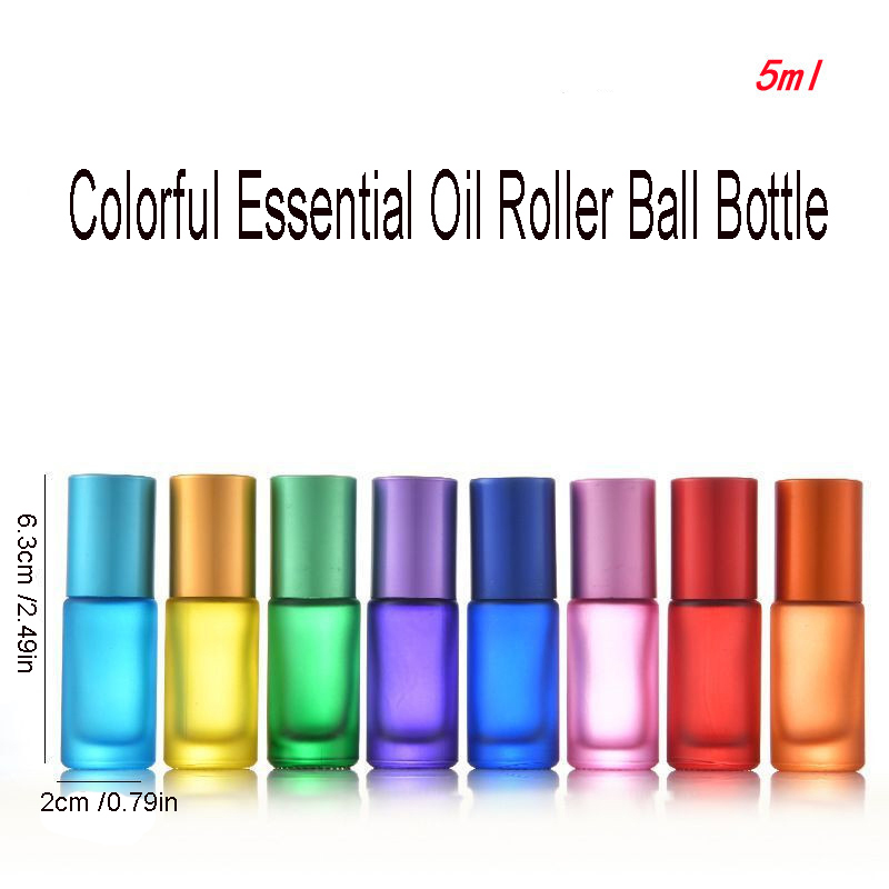 

5ML Travel Portable Container Empty Home&Living Transparent Frosted Glass Perfume Roller Ball Essential Oil Bottle YF0075