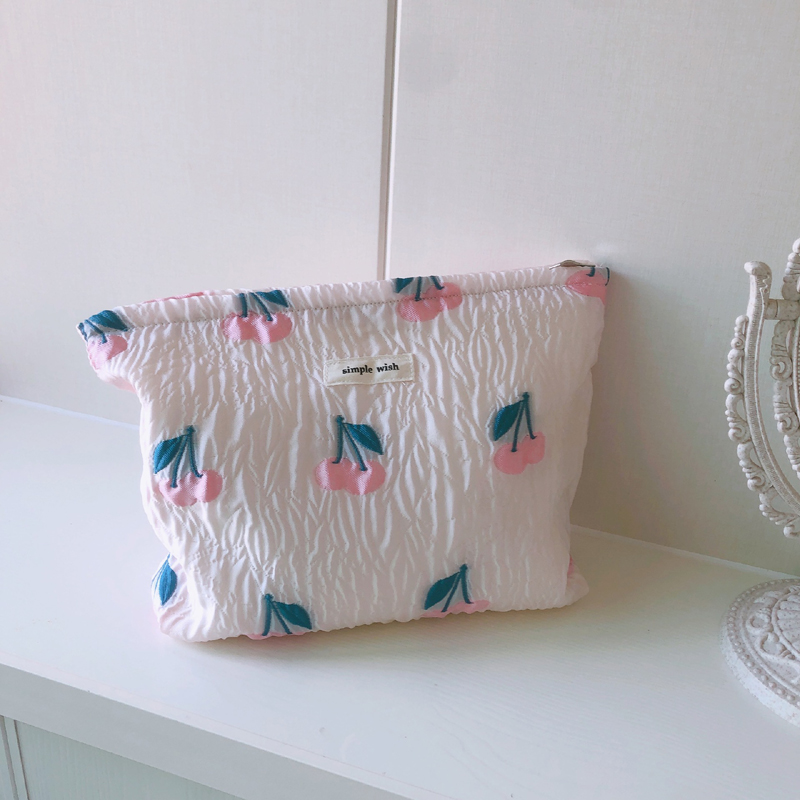 

3pcs Cosmetic Bags Women Canvas The tulip prints Large Capacity Cross Wash Bag