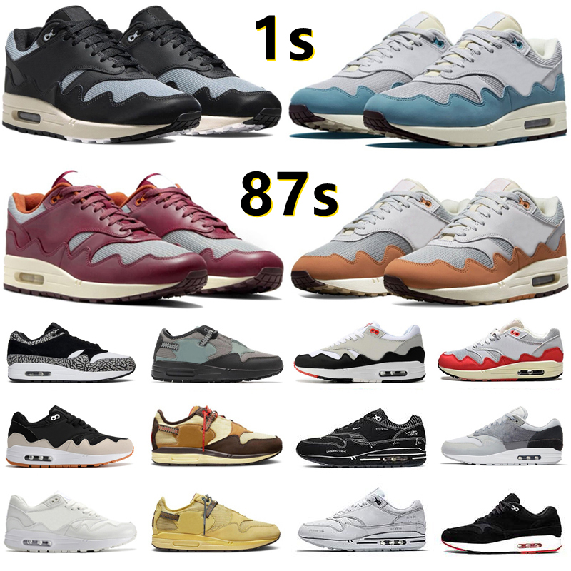 

1 87 men women Running Shoes 1s Patta Aqua Noise Black Grey Monarch Night Maroon Baroque Brown Cave Stone Saturn Gold London Amsterdam mens Sports Sneakers, Color#36