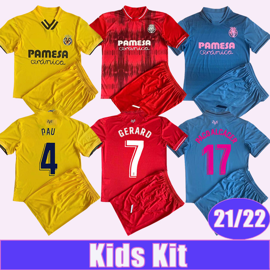 

2021 2022 Villarreal CHUKWUEZE PAU Kids Kit Soccer Jerseys GERARD MOI OMEZ LANCHI Home Away 3rd Red Blue Yellow Football Shirt Short Sleeve, Tz6350 21 22 3rd no sokcs