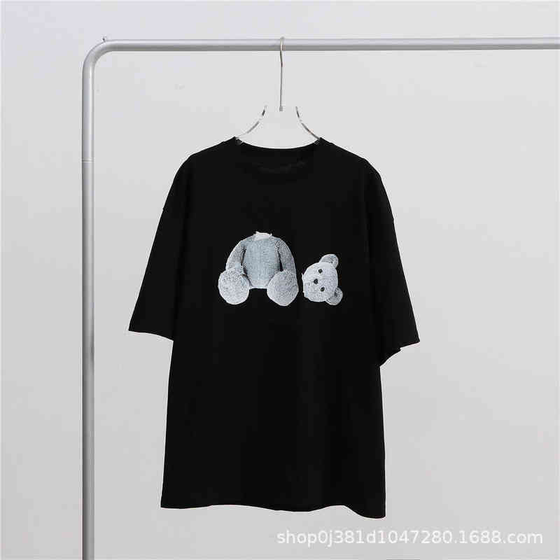 

Summer New Tide Brand Ice Blue Headless Short Sleeve Gray Loose T-shirt Ins, Black