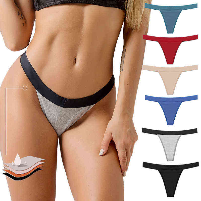

4 Layers Period Panties Leakproof Menstrual Panties Absorbent Period Underwear Plus Size G String Thong Lingerie Dropshipping T220810, Black
