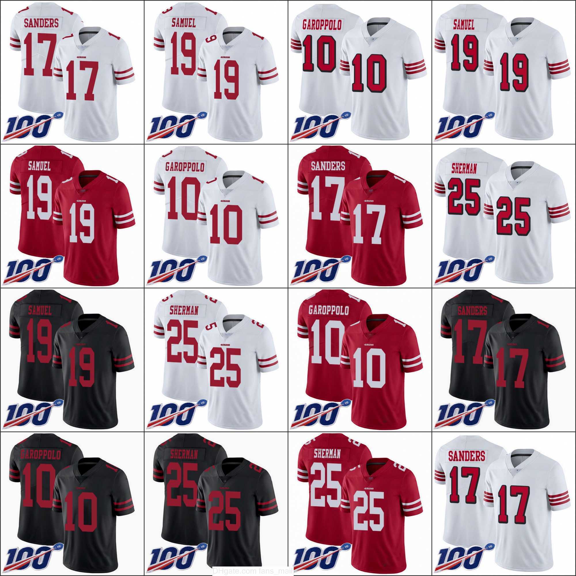 

Jersey San Francisco's 49ers's Men #10 Jimmy Garoppolo 17 Emmanuel Sanders 19 Deebo Samuel 25 Sherman Woman Youth Limited 100th''Nfl''Jerseys