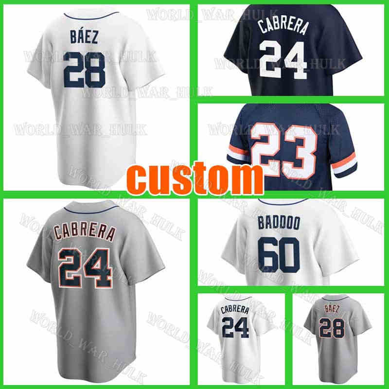 

28 Javier Baez Baseball Jersey Detroit 24 Miguel Cabrera Kirk Gibson Akil Baddoo Tigers Casey Mize Spencer Torkelson Eric Haase Jonathan Schoop Jeimer Candelario, Men custom cool base(l h)