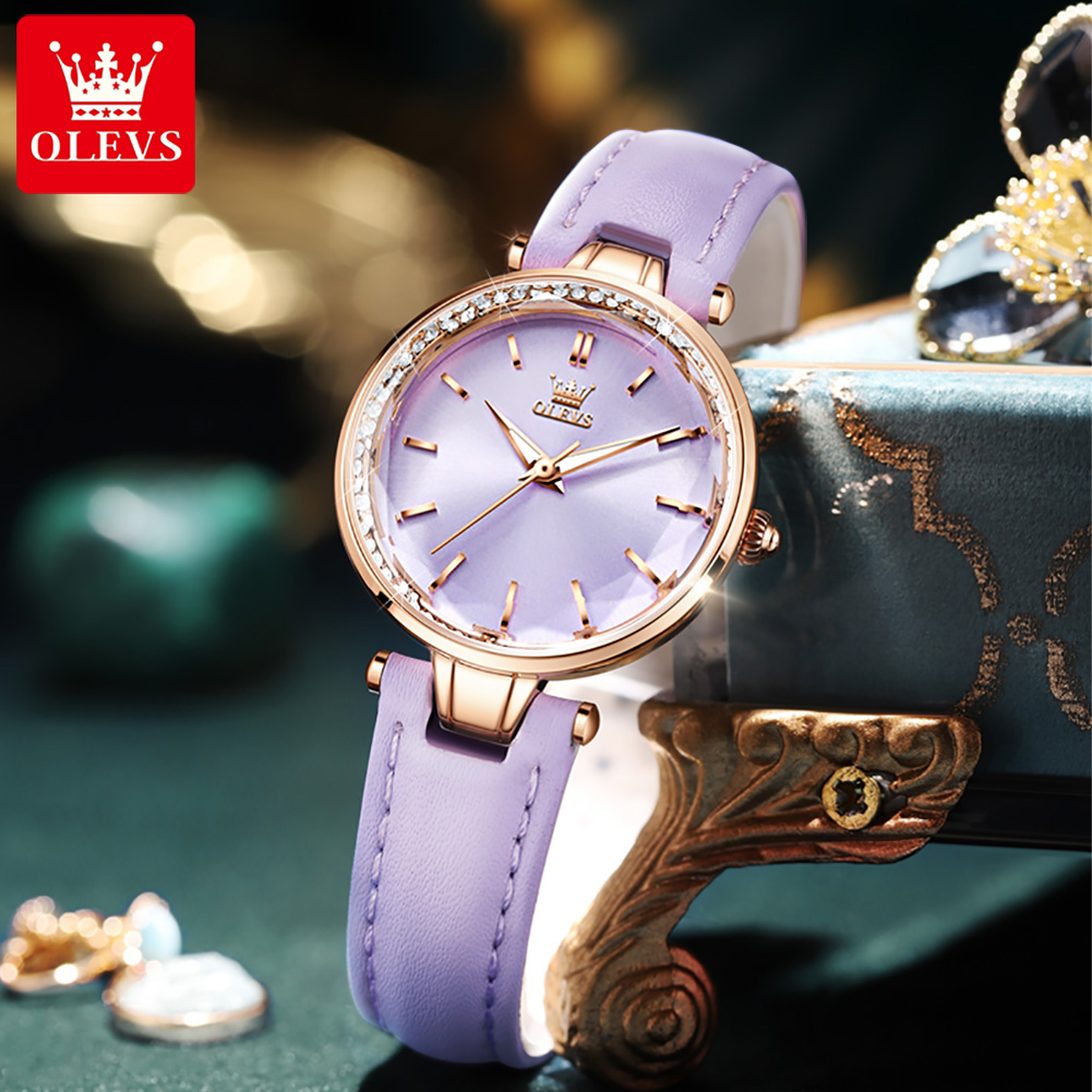 

OLEVS Top Luxury Brand Women Watch 50M Waterproof Leather Strap Lady Watches Quartz Wrist Watch Bracelet Set Reloj Mujer, White