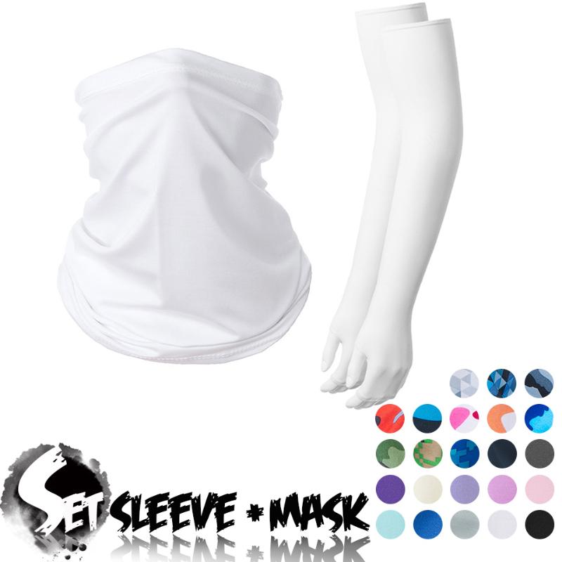 

Bandanas Outdoor Sports Sun Protection Set Sleeves And Bandana Anti-UV Silk Arm Mask Riding Running Breathable Unisex