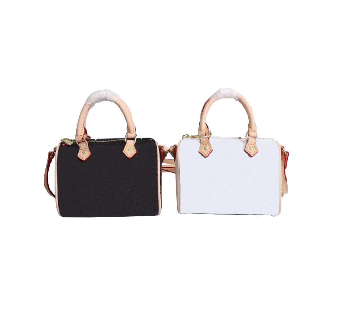 

Hot Original high quality designer bags purses Speed y handbags Leather Black and White multicolor shoulder bag crossbodys mini bag free ship, Multi white color #m61252