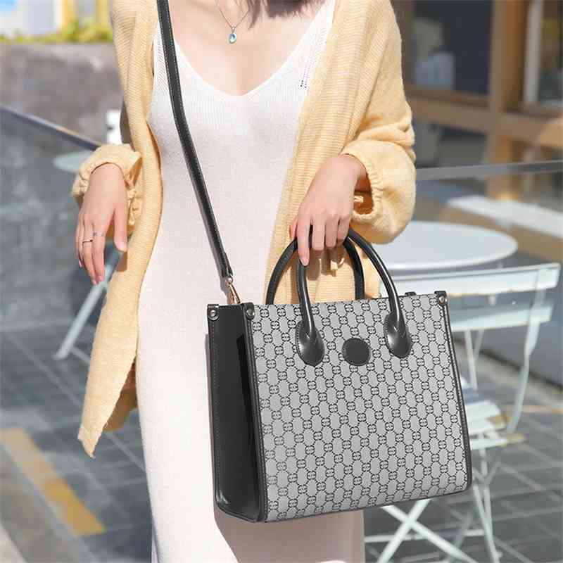 handbag women's printed letter contrast color tote large capacity One Shoulder Messenger Bag Bags-image-772484427