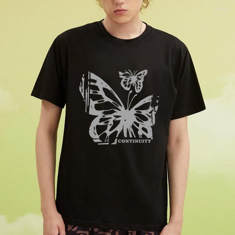 

Men' T-Shirts Hip Hop Streetwear Men T Shirt Two Butterfly Continuity Summer Short Sleeve Cotton Loose Tops Tees Boy Girl CouplesMen' Bles, Dtl1540 gray