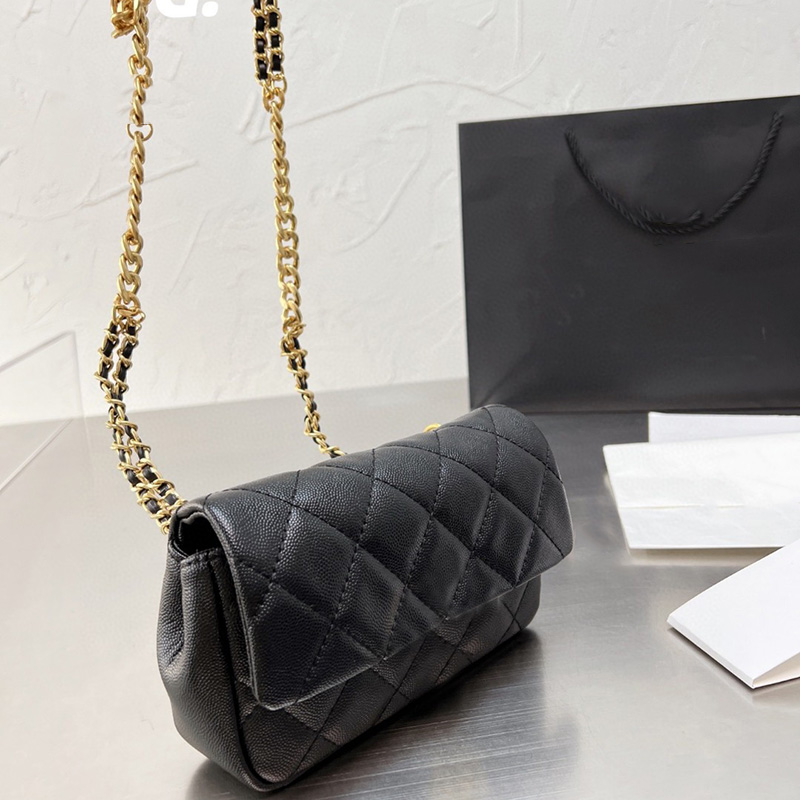 

2022 Calfskin Classic Mini Flap Quilted Chain Waist Bags France Ladies Crossbody Shoulder Purse Outdoor Sac Bust Phone Holder Luxury Designer Handbags 19*12CM, Box