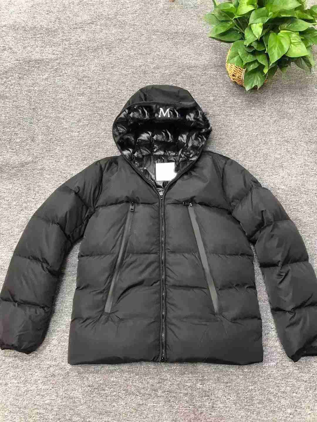 

Men down jacket parka coat hooded Letter printing brand street mens winter Designer short jackets, Black