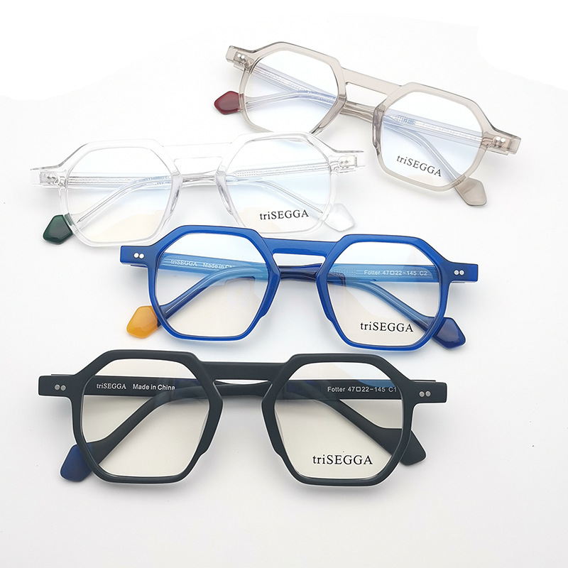 

Brand Men Designer Eyeglasses Frame Women Spectacle Frames Myopia Eyewear Optical Glasses Retro polygonal Reading Glasses for Prescription Lens with Case
