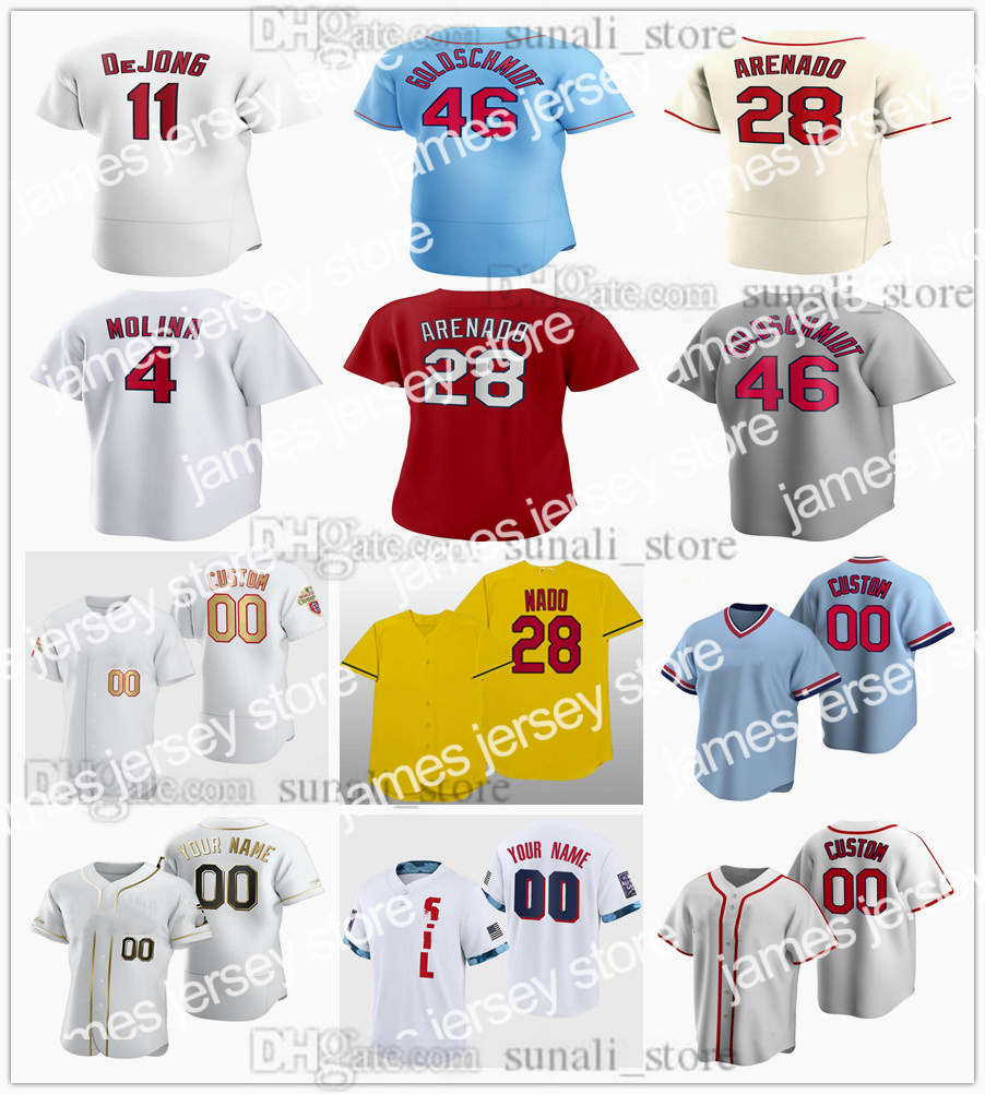 

James 2022 Baseball Albert Pujols 5 Jerseys Paul DeJong 11 Yadier Molina 4 Adam Wainwright 50 Paul Goldschmidt 46 Nolan Arenado 28 Steven Matz 32, Red
