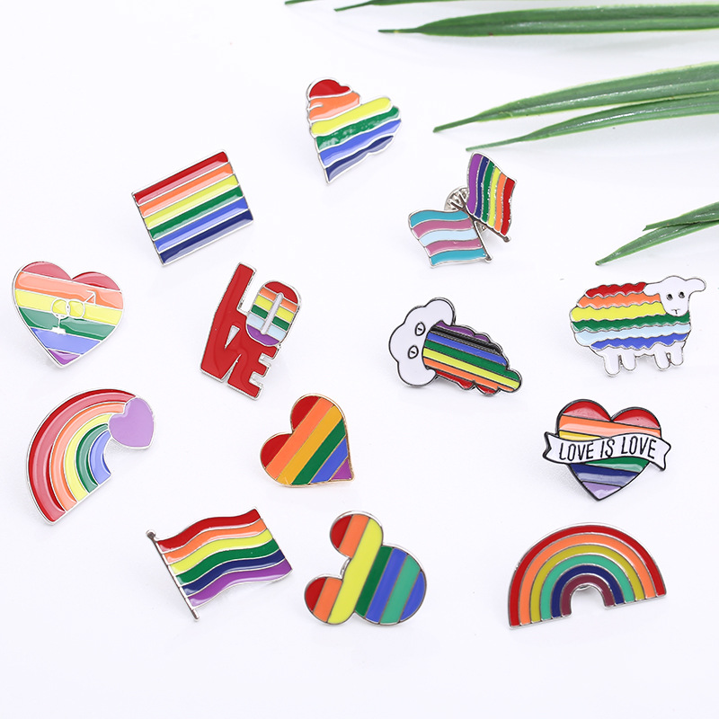 

Creative Rainbow Color Brooches Men Women Love Heart Flag Alloy Cartoon Cute Clothes Brooch Pins Fashion Jewelry Accessories Gift
