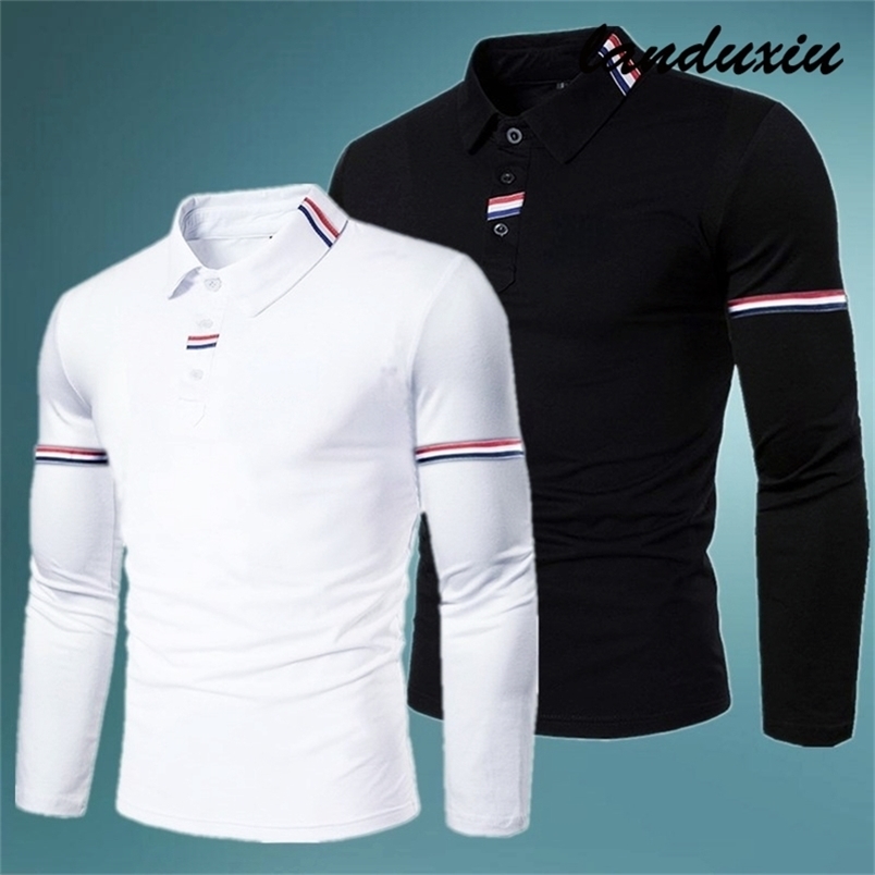 

Men' Summer Lapel Polo Shirt [object object] Webbing Embellishment Fashion Long Sleeve landuxiu 220402