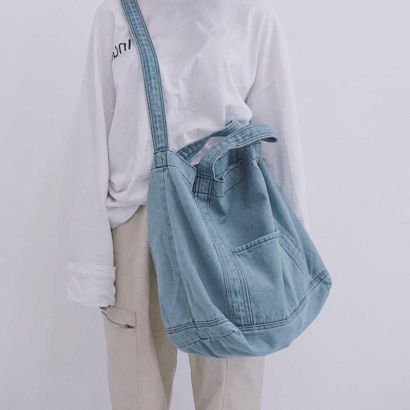 

Casual Women's Denim Canvas Bag 2022 High Capacity Korean Shoulder Shopper Bag Female Designer Messenger Bag Fashion Japanese Style Handbags, Same photo