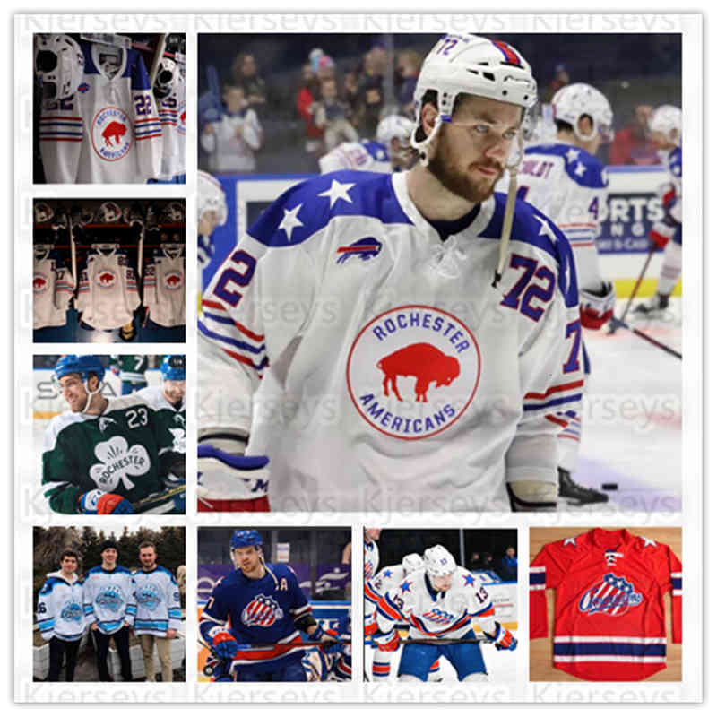 

Custom Men Rochester Americans Jersey 77 peterka 22 quinn 72 Mcinnnis 81 Murray 25 Ruotsalaimen 26 jobst 7 Prow 11 Kevin Porter 45 Warren, Orange