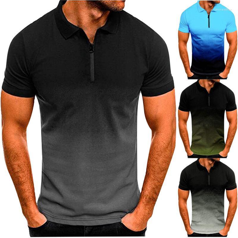 

Men's Polos Mens Fashion Casual Sports Gradient Lapel Short Sleeve Shirt Top Under Vest ShirtsMen's Imon22, Black