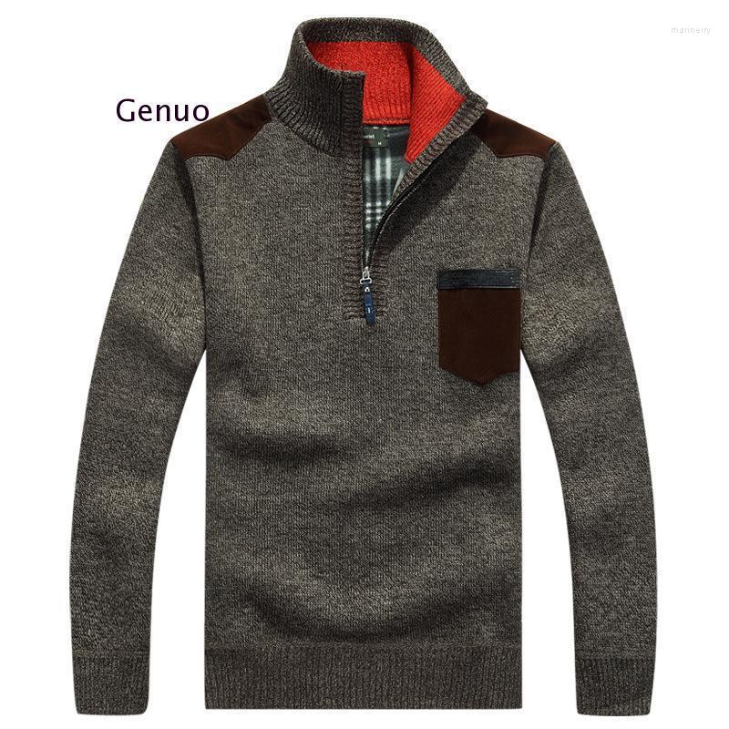 

Men's Sweaters Autumn Mens Thick Warm Pullover Winter Casual Knitwear Pocket Turtleneck Cashmere Wool Sweater -3XLMen's Mari22