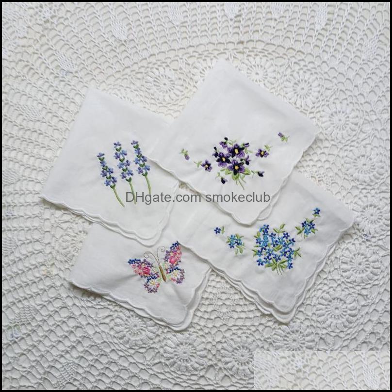 

Home Textiles Set Of 12 Women Handkerchief White Cotton Cloth Fabric Wedding Hankies Scallop Edges Hanky Embroidered Floral 12X12 Inch Drop
