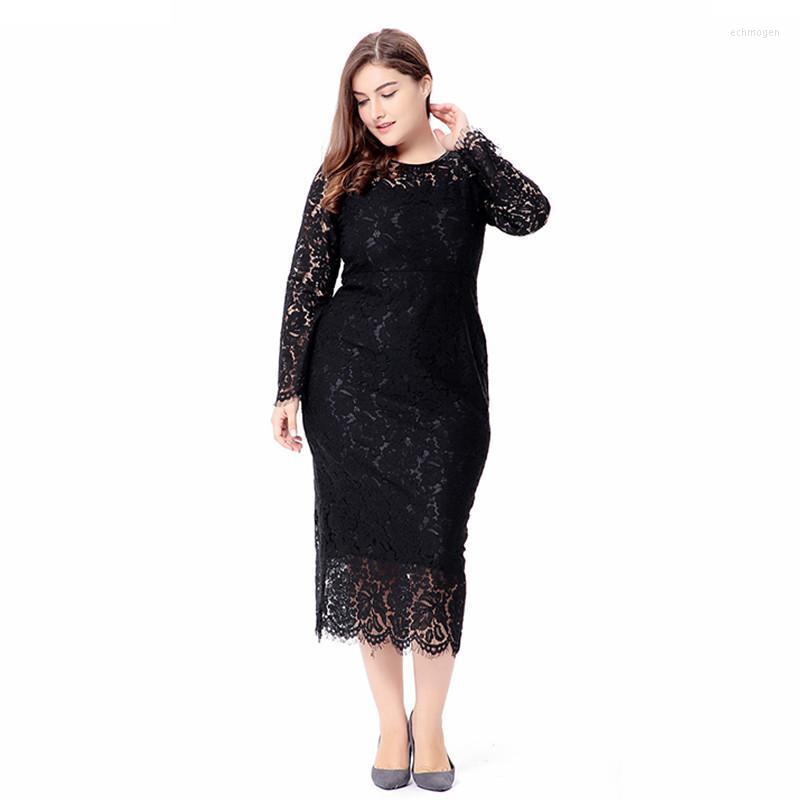

Plus Size Dresses Wedding Party Prom Elegant Curvy Evening Dress For Women 2022 Long Sleeve Lace Slim Pencil Female Robe Soiree Echm22, White