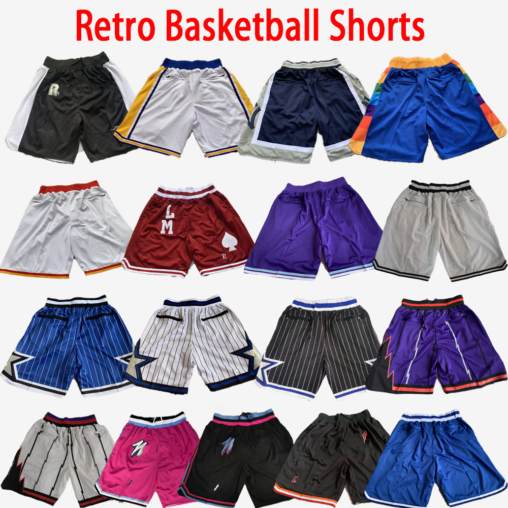 

Basketball Shorts Retro All Printed Star Team Print Short Sport Wear Pant With Pocket Vintage Classic pants Pockets -3XL top quality