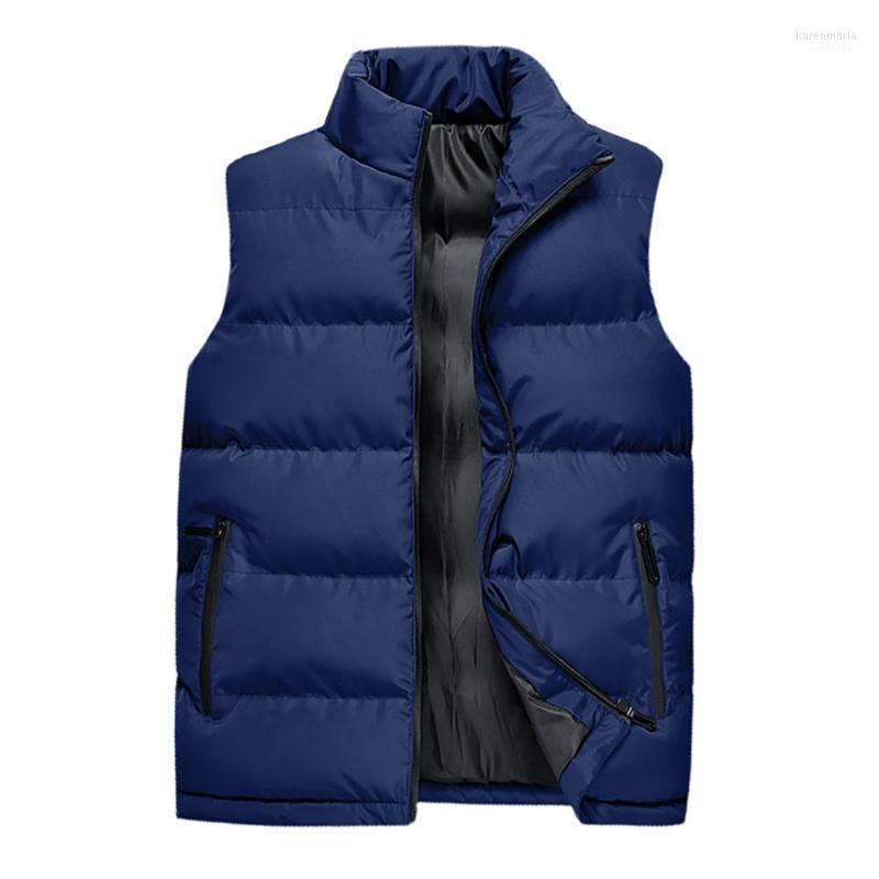 

Men's Down & Parkas Vest Autumn Winter Solid Color Sleeveless Jacket Stand Collar Thick Warm Waistcoat Large Size Loose Zipper Kare22, Black