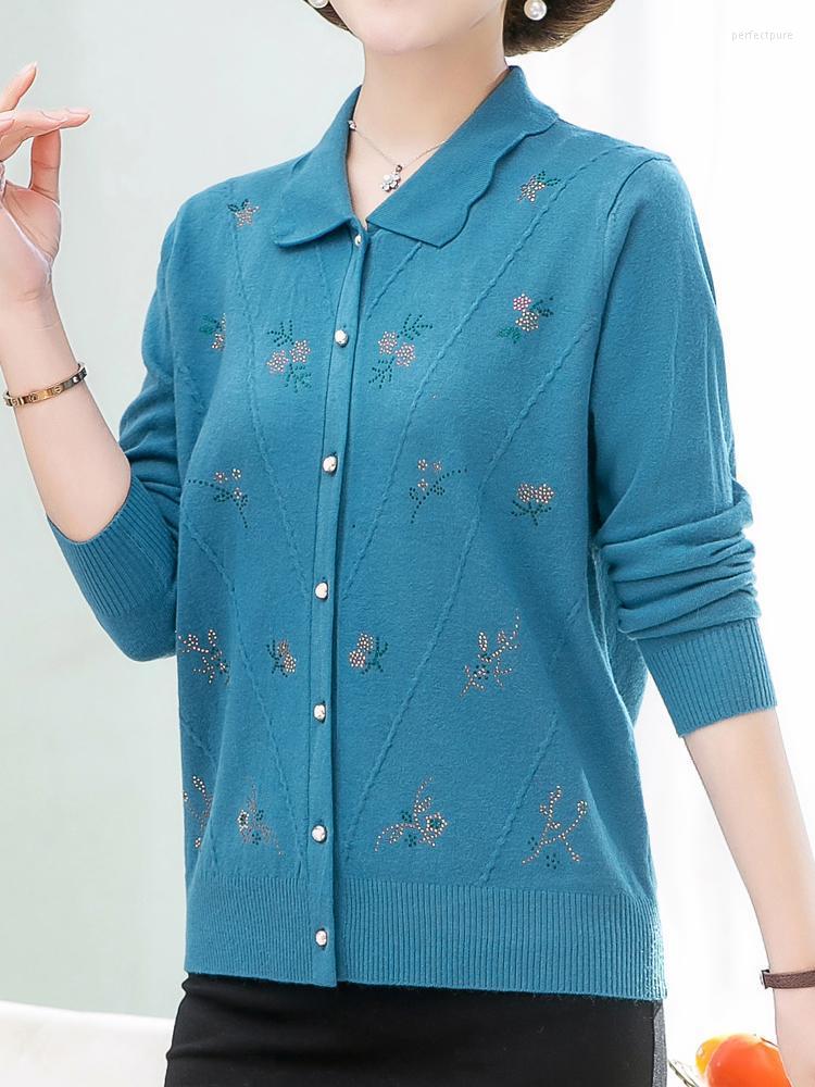 

Women's Knits & Tees Cardigans Sweater Women Autumn Single-breasted Knitted Top Femme Korean Fashion Embroidery Female Perf22, Khaki