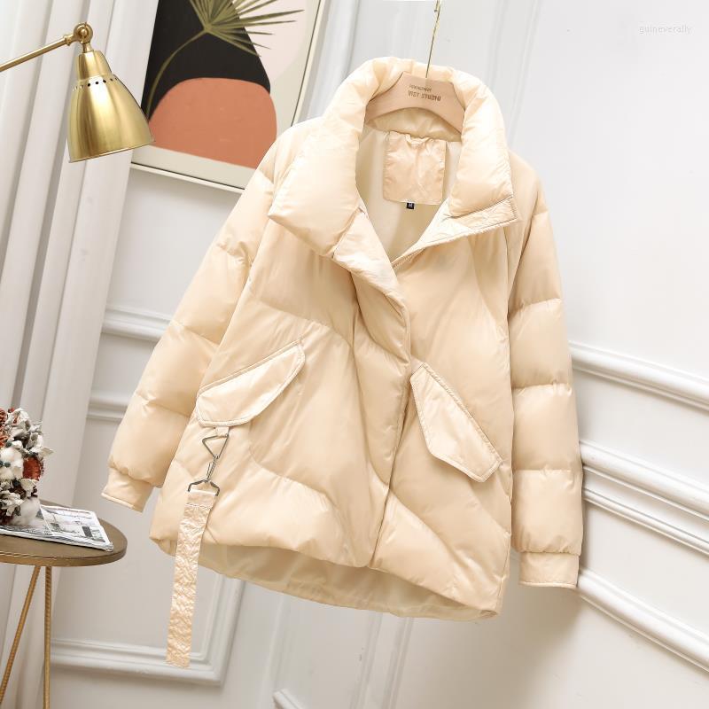 

Women's Down & Parkas 2022 Women Winter Fashion White Duck Jackets Female Short Loose Warm Outwear Ladies Stand Collar Solid Coats E634 Guin, Black